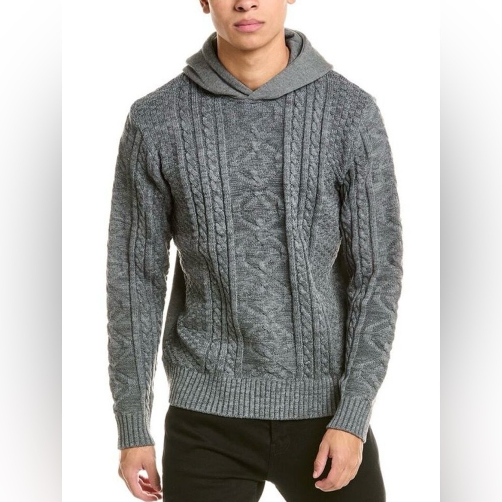 American Stitch Men's Cable Knit Hoodie, Grey
Small